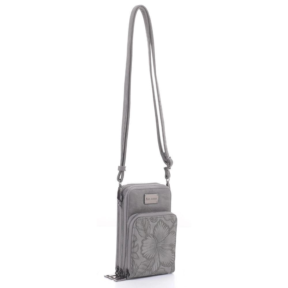 5718 Gina Grey Small Crossbody Purse - Small Travel Purse Cell Phone Bag PU